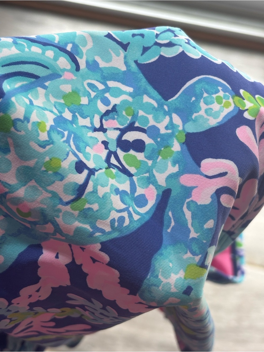 Womens  Lilly PulitzerBlue & Pink One-Piece Swim Suit with Lattice Back - Picture 5 of 6